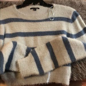 Blue striped crop top sweater